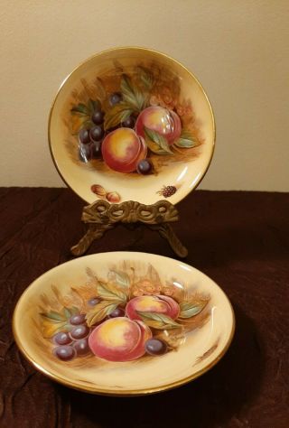 Rare Aynsley Orchard Gold Bone China Trinket Dishes Signed By D.  Jones