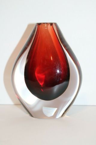 Mcm Orrefore Sven Palmquist Red Vase Hand Blown W/label - Branded & P3632 - 112
