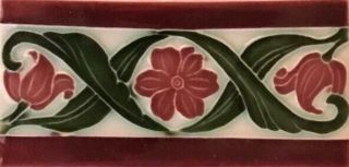 Art Nouveau / Arts & Crafts Ceramic Decorative Tile By Porteous 3x6 Border Tile