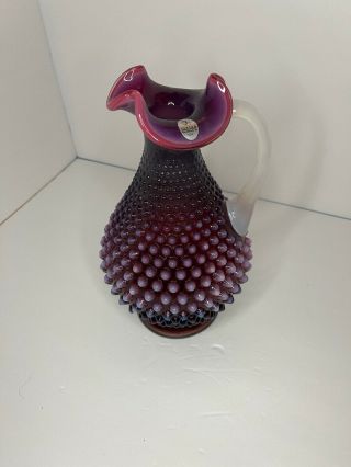 Fenton Art Glass Cranberry Opalescent Hobnail Pitcher