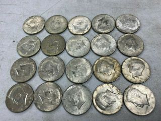Circulated Roll 40 Mixed 1965 - 1969 Silver Kennedy Half Dollars 20 Coins (009)