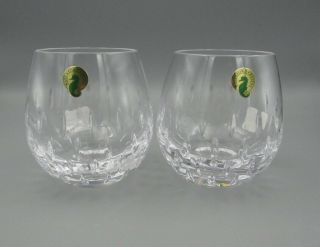 Waterford Crystal Stemless Wine Balloon Old Fashioned Whiskey - Set Of Two