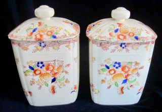 Vintage Moriyama Mori Machi Pottery Canisters Or Jars (2) - 6.  5 In.  - Japan