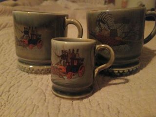 3 1950s Vintage Wade Irish Porcelain Small Souvenir Coffee Cups Mugs Ireland