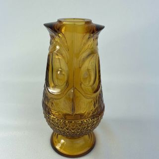 Vintage Amber Viking Glass Glimmer Owl Fairy Candle Lamp Light