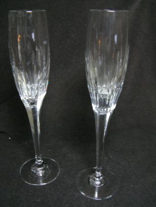 2 Mikasa Arctic Lights Cut Lead Crystal Fluted Champagne Glasses