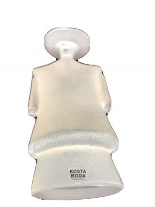 Rare Kosta Boda White Man In Poncho Catwalk Series Art Sculpture Glass Figurine