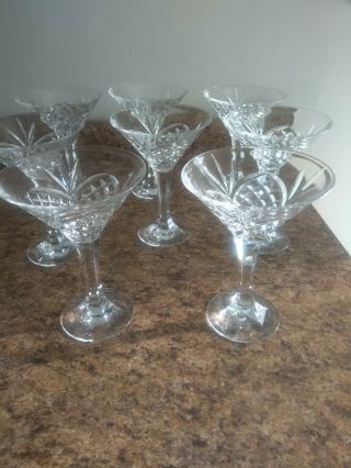 Shannon 24 Crystal Cut Glass Palm Tree Design Martini Glasses Set Of 7