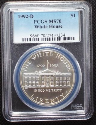 1992 - D Unc White House Commemorative Silver Dollar Pcgs Ms 70 7334