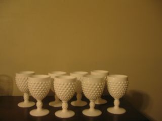 Set Of 8 Fenton Goblets White Milk Glass Hobnail 5 - 1/2 " High
