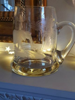 Engraved Etched Ale Glass Tankard With Elephant In African Savanah Rowland Ward