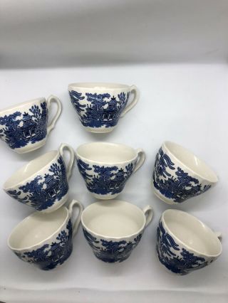 Churchill Blue Willow Coffee/tea Cups Set Of 8.  Made In England