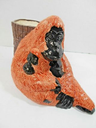 Vtg Haeger Orangutan Planter Home Project Ceramic Mold Mother & Baby Pink Guc