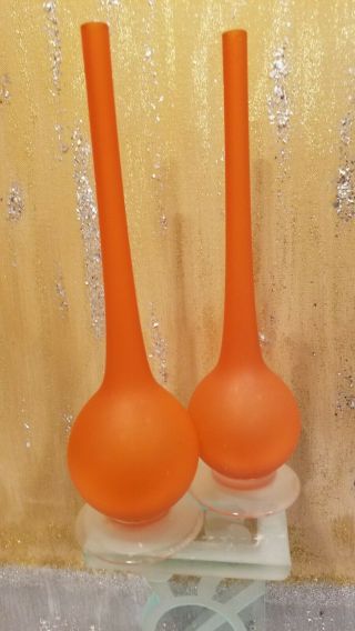 Two " Rosenthal Netter Carlo Moretti Orange Iridescent Satinato Bud Vase