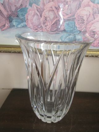 Massive Baccarat France Clear Crystal 10” Vase Signed Chipped