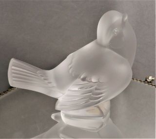 Lalique French Crystal Sparrow Looking Up 11606 Figurine,  Orig.  Labels,  Signed,