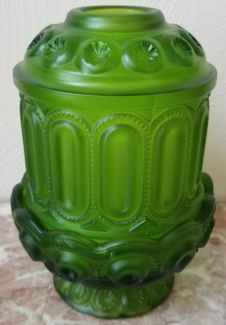 Courting Lamp - Moon & Star Pattern - Green Satin Glass - Le Smith Glass Usa