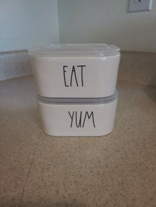 Rae Dunn Eat And Yum Food Storage Bowl Containers With Vented Lid