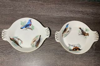 Set Of 2 Lourioux Le Faune Birds Fire Proof France Porcelain Oval Serving Dishes