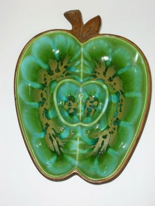 Vintage Treasure Craft Pottery Green Apple Design Divided Serving Dish 380