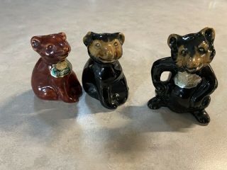 Rosemeade Pottery Black Bear Salt & Pepper Shakers.  & One Female Brown Bear S&p