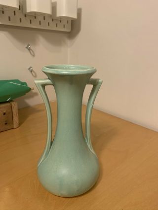 Vintage Nelson Mccoy 1940’s Art Pottery Matte Light Blue Vase 9 Inches