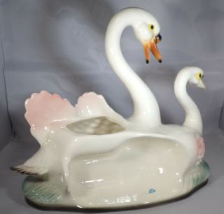 Maddux California Pottery Double Swan Lamp 10.  5 