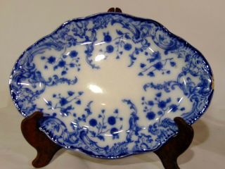 Antique Wh Grindley England Marie Flow Blue Oval Platter Cheese Tray 12 "