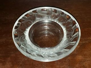 Small Signed Lalique Crystal Bowl " Irene " Pattern 3.  75 " Frosted Wrens