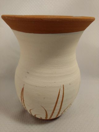 VINTAGE HAND CRAFTED PAINTED INCISED TERRA COTTA CLAY POTTERY CERAMIC VASE 3