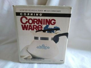 Vintage 1985 Corning Ware Blue Cornflower Teapot 6 Cups P - 104