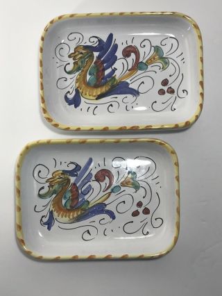 Williams Sonoma Set Of 2 Small Serving Tray Tapas Plate Made In Italy Deruta