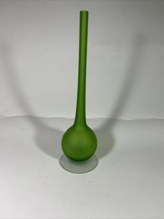 Rosenthal Netter Carlo Moretti Green Glass Satinato Bud Vase 10” H