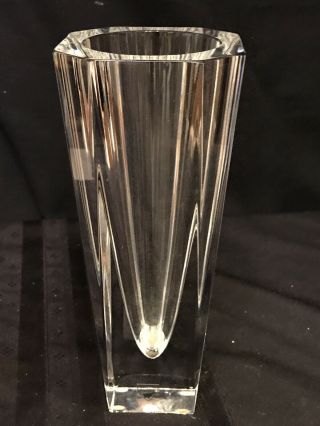 Heavy 8.  75” Signed & Numbered Orrefors Clear Art Glass Crystal Vase