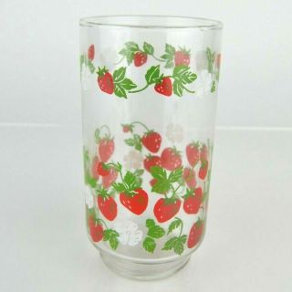 VTG 1960 ' s Libbey Drinking Glasses 12 oz.  Strawberry Blossoms Set 8 3