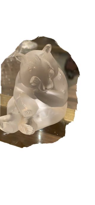 Lalique France Crystal Figurine Paperweight 2 - 5/8 " Sitting Panda Bear