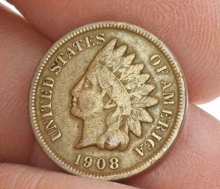 Raw 1908s Key Date Small Cent Indian Head Penny 1 Cent Easy To Read Date
