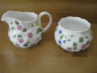 Rosina Queens Country Meadow Open Cream And Sugar Bone China England
