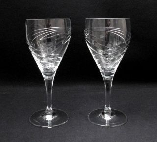 Quality Royal Doulton Cut Crystal " Finsbury " Wine Glasses Goblets