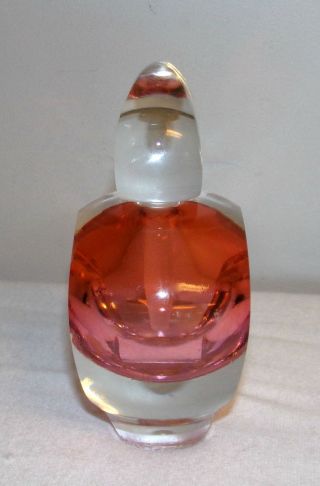 Crystal Glass Perfume bottle jar Heavy Art Piece Signed Robert Deeble peach pink 3