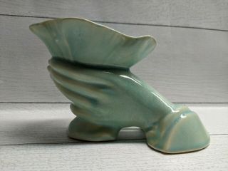 Vintage Nelson Mccoy Hand Vase Blue Teal Aqua Turquoise No Damage