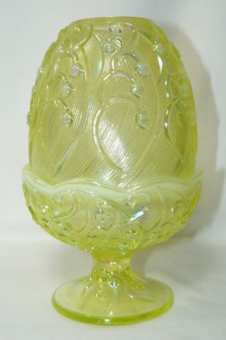 Topaz Opalescent Fenton Lily Of The Valley Fairy Lamp Light - Signed Don Fenton