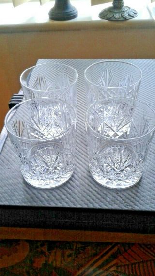 4 X Small Edinburgh Crystal Whisky Glasses 3 Inches Tall Signed Vgc