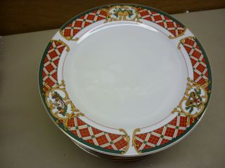 Gibson Christmas Windsor Red Green Set Of 4 Salad Dessert Plates 12 Available