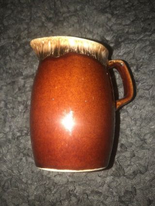 Vintage Hull Oven Proof - Brown Drip Creamer 4 1/2 " Tall Table Top Made In Usa