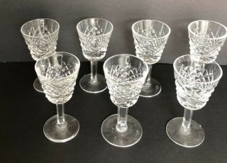 Set Of 7 Waterford Alana Cordial Liqueur Glasses 3 1/2 Clear Polished Cut Glass