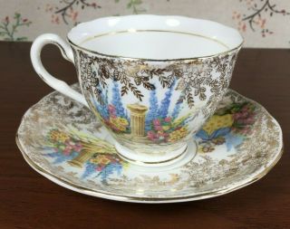 Colclough CRINOLINE Series LADY IN THE GARDEN Teacup & Saucer Set Tea Cup Vtg 2