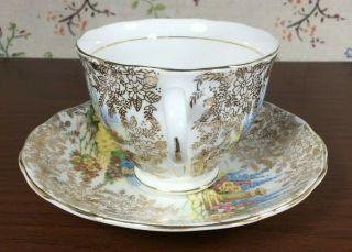 Colclough CRINOLINE Series LADY IN THE GARDEN Teacup & Saucer Set Tea Cup Vtg 3