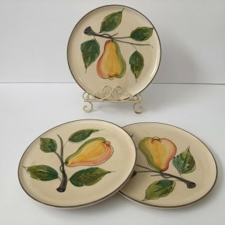 Vietri Salad / Dessert Plate 8 - 1/2 " Pear Design - Made In Italy Set Of 3