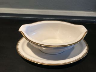 Noritake Ivory Viceroy Gravy Boat With Attached Underplate